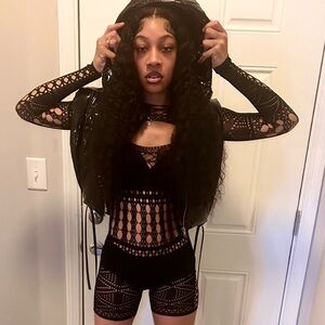 black lace body suit